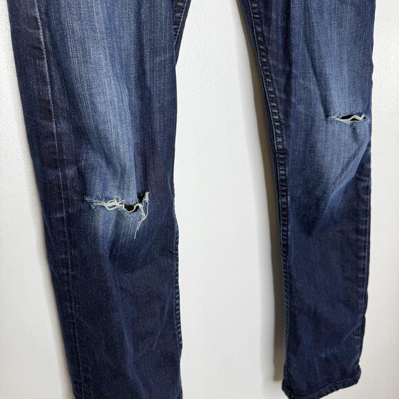 Polo Ralph Lauren Jeans Mens 28x30 Blue Distressed Denim Ripped Knee Slim Fit - Picture 3 of 7